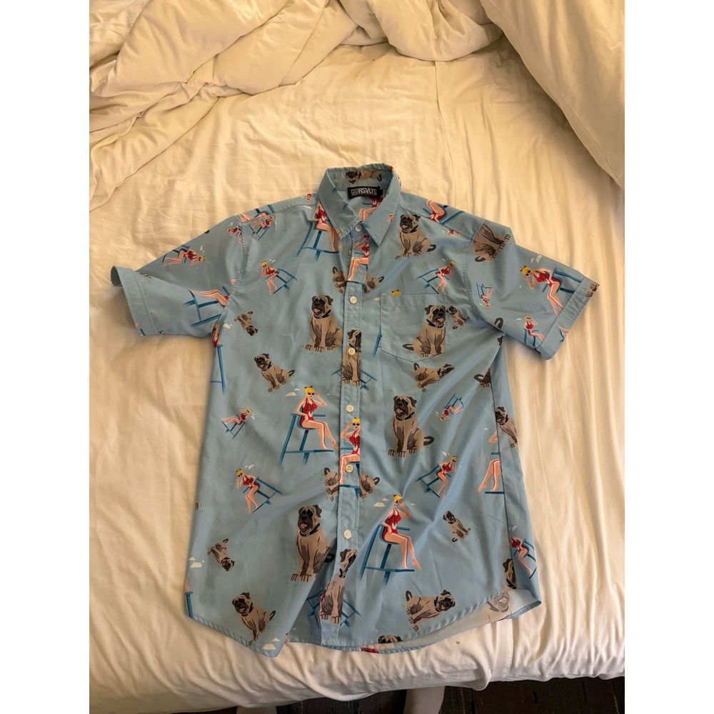 RSVLTS The Sandlot Shirt Mens Medium Blue Button Up Wendy Peffercorn Beast Beach